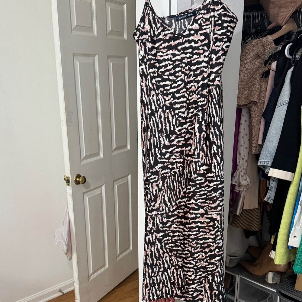 Calvin Klein Jeans Black and Pink Maxi Dress